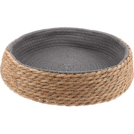 Panier rond tissé pour chat et chien - En osier naturel - Pour animaux de compagnie - Design rafraîchissant et respirant - Facile à nettoyer et à garder au chaud (1/5)