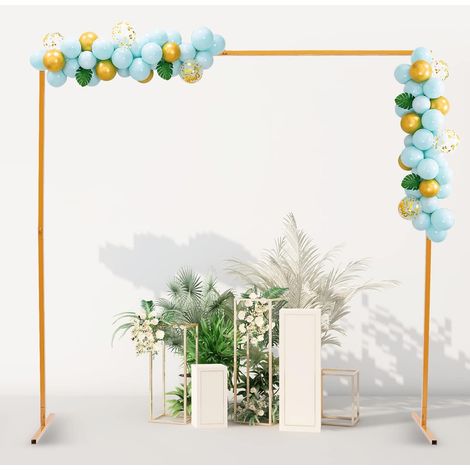 2Mx2M Arco de jardín de metal para boda, marco de metal dorado, soporte para boda, marco para flores, caja, arco para globos de boda Amarillo