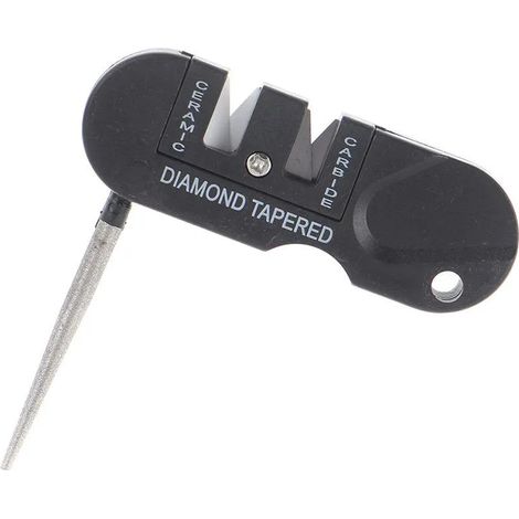 Afilador de navajas de bolsillo de 80x27x10 mm, de carburo de tungsteno y cerámica, resistente a los golpes, para camping, supervivencia y cocina. (1/5)