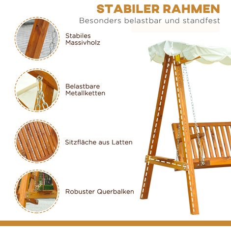 Balançoire de jardin Outsunny Hollywood Swing, banc suspendu 3 places en mélèze (1/4)