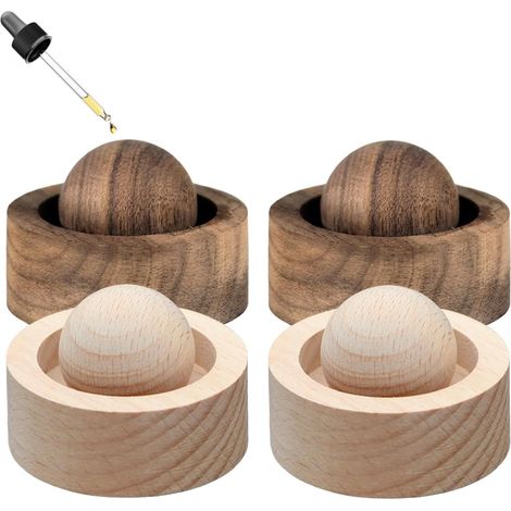 Duftkugeln aus Holz – 4 Stück – Zelkova und Walnuss – Natürliche Aromatherapie – Für Zuhause, Büro, Auto – Handgefertigte Dekoration (1/5)