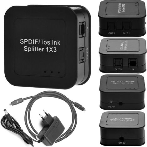 Kit de câble répartiteur optique actif Toslink 1x3 SPDIF (1/5)