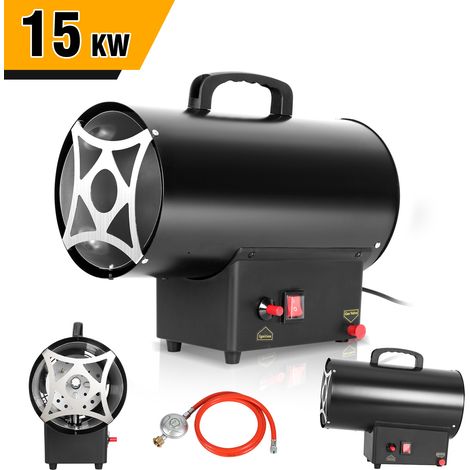 Jiubiaz Canon à chaleur gaz GPL 15 kW, chauffage de chantier soufflant 320 m³/h, pour atelier garage entrepôt, surface jusqu’à 225 m² (1/5)