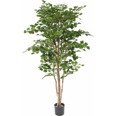 Gingko Artificiel Troncs bois naturels H 180 cm D 110 cm en pot