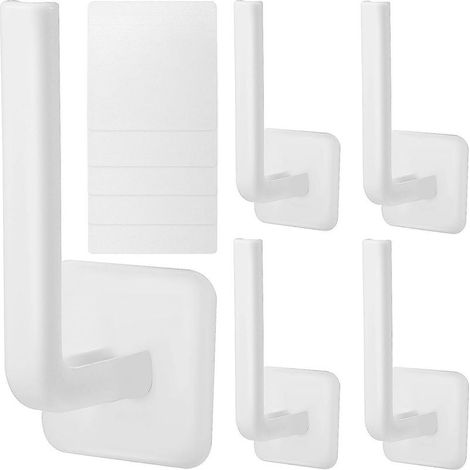 Lot de 5 porte-chapeaux muraux sans perçage, en forme de L, pour casquettes de baseball, à accrocher dans une porte ou un placard.-White (1/3)