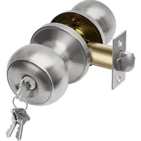 Ahlsen Keyed Entry Door Knob Set, Entrance Door Lock in Solid Stainless Steel for Exterior and Interior, Round Ball Handle, 1 Pack (1/5)