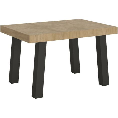 Table extensible 4 à 10 places L 130 à 234 cm bois clair et pieds métal anthracite Bidy (1/5)