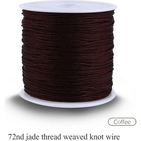100M x 0.8mm fil de nylon pour nœuds chinois, corde macramé, fil pour bracelets Shamballa, couleur café.