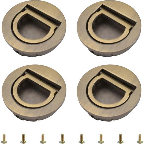 Tirador redondo integrado, 4 tiradores tatami invisibles, herrajes para muebles con tornillos para armarios y cajones (bronce)