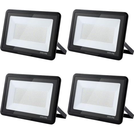 Projecteur LED Extérieur 200W, 20000LM Super Brillant, IP66 Étanche, 6000K Blanc Froid pour Garage, Jardin, Terrasse, Cour(4pcs) (1/5)