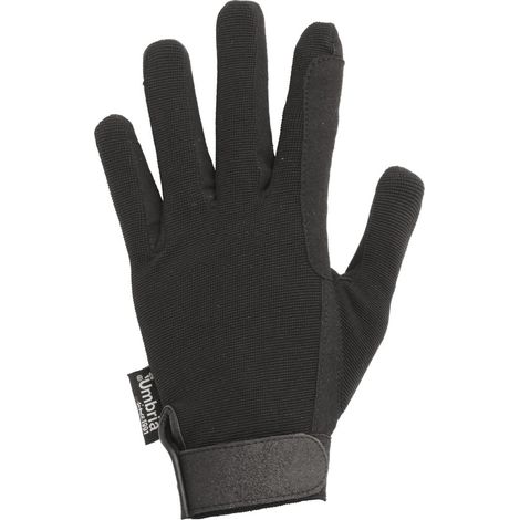 XXL, Marron: Gants d'équitation en tissu extensible avec renforts paume et similicuir et fermeture tearjaw