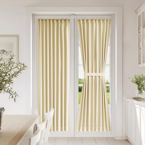 1 Panneau de Rideau Autocollant pour Porte-fenêtre, Porte d'entrée pour fenêtre en Verre et Porte de terrasse, 63,5 x 182,9 cm (l x L), Beige Clair (1/5)