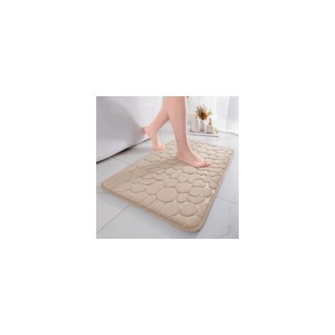 Tappetino da bagno in memory foam beige, 40x60 cm, assorbente, monoblocco, antiscivolo, adatto per bagno e soggiorno. - Crezuo