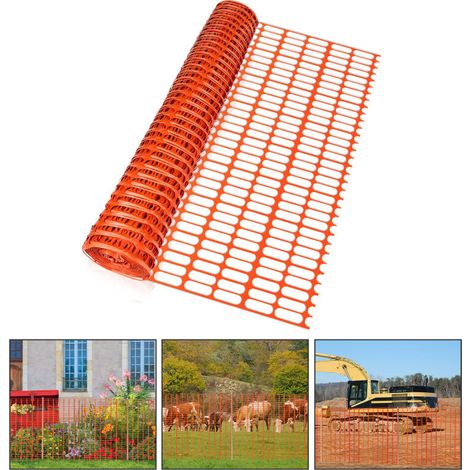 SWANEW Recinzione di protezione in plastica, Recinzione mobile 1 rotolo da 1 x 50 m Rete di sicurezza arancione Barriera di segnalazione (1/5)