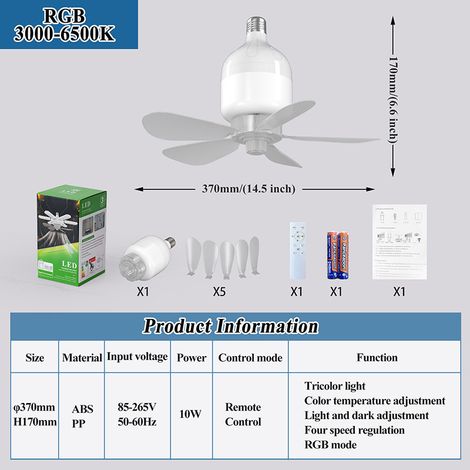 Ventilateur de Plafond avec Lumière LED RGB, 5 Pales, Design Moderne et Silencieux pour Chambre, Salle à Manger et Dortoir, Éclairage Décoratif Multifonction
