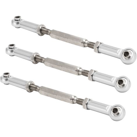 6 Stück 88 mm verstellbare Schubstangen aus Aluminiumlegierung mit Spannschloss-Gestänge-Zubehör für RC-Car-Modelle, silberfarben (1/5)