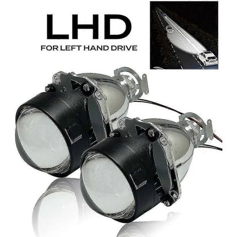Lot de 2 lentilles de projecteur bi-xénon HID de 2,5 pouces pour phares de voiture à feux de croisement/route, compatibles avec les ampoules halogènes ou AquaForge (1/4)