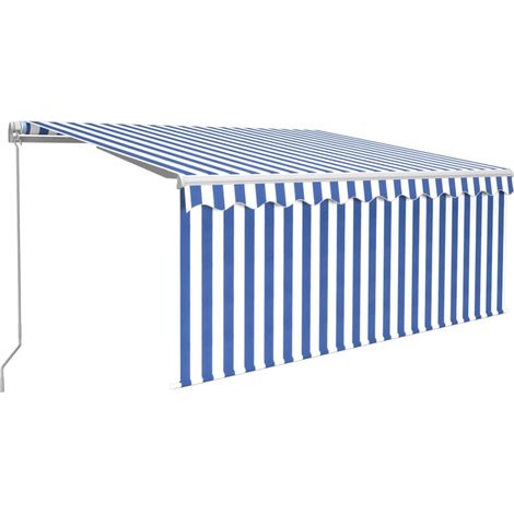 Maison Exclusive - Tenda Sole Retrattile Manuale con LED 3,5x2,5 m Blu e Bianco