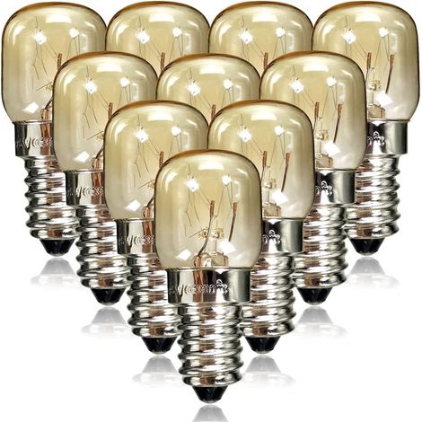 GROOFOO Lot de 10 ampoules pygmées SES E14 avec culot à baonnette - Ampoules pour four/micro-ondes résistantes jusqu'à 300 °C - Ampoules de nuit (25W)
