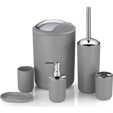 FLORES 6-teiliges Badezimmer-Set, grau