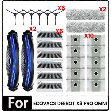Filtre pour aspirateur brosse pour aspirateur Filtre de brosse pour aspirateur filtre de 26PCS X8 Pro Omni Aspirateur pièce détachée Roller HEPA Side Brosse Filtre Sac à poussière (1/5)