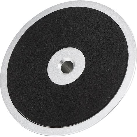 Stabilisateur de platine vinyle en aluminium argenté haute qualité, accessoire phono pour tourne-disque, réduction des vibrations, ajustement précis. (1/5)