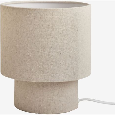 Sklum – Lámpara de mesa en lino y hierro – Diseño circular minimalista – Protección IP20 – Casquillo E27 – Ideal para interiores (1/5)