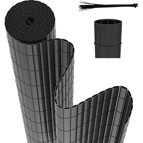 Randaco PVC Sichtschutzmatte Balkon & Zaun – Wetterfester Sichtschutzzaun für Zaun, Windschutz, Zuschneidbar Grau 90x700cm