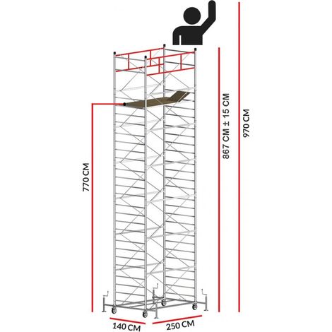 Echafaudage TITANIUM PRO (Hauteur de travail 9,70 m)