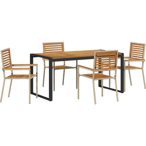 Maison Exclusive - Set da Pranzo per Giardino 5 pcs Beige e Marrone polyrattan