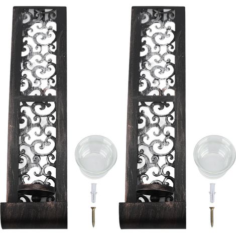 de 2 bougeoirs muraux en fer forgé style antique et raffiné