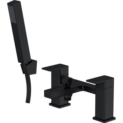 Balterley Milldale Square Bath Shower Mixer Tap with Shower Kit, Dual Levers - Matt Black Finish (1/5)
