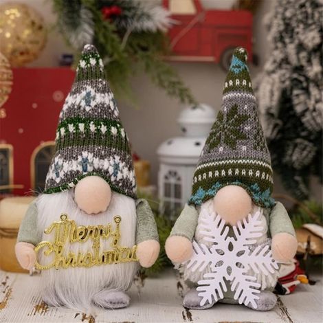 Gnome de Noël - Décoration de Noël en Tissu et Plastique - Sans Visage avec LED au Nez - Pour Sapin Étagère Cheminée - 1 Pièce (1/4)
