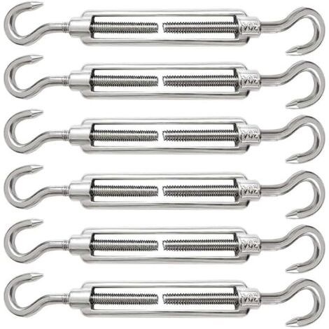 6 Pièces Tendeur Cable M5 Tendeur Cable Inox 304 Réglable Crochet de Ridoir et Crochet pour Tendeur de Fil Cable Acier Corde Crochet Tendeur Accessoires (1/5)