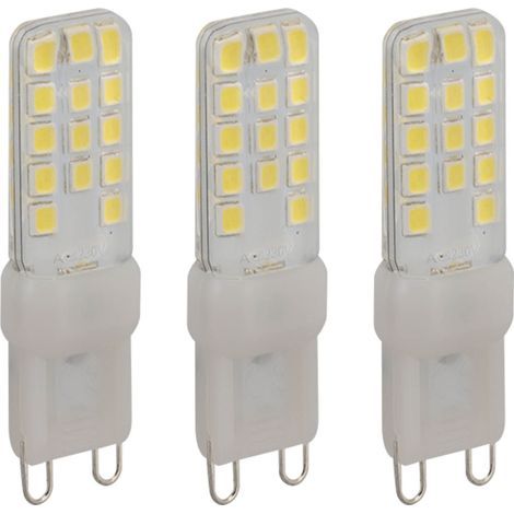 Packung mit 3 dimmbaren G9 LED-Lampen, energiesparend, Zweistiftsockel, 5W, 6000K, 110V, für Kronleuchter und Deckenleuchten. (1/5)