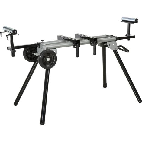 Supporto per sega troncatrice in acciaio nero e argento, estensione laterale 123,5-245 cm (1/4)