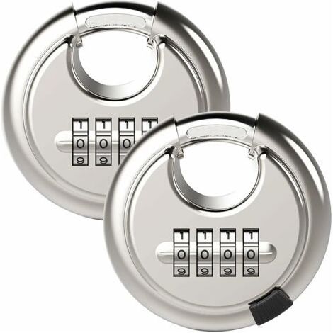 Ede Cadenas à combinaison Discus, cadenas à combinaison de disque extérieur pour unité de stockage, etc. (2 pièces) (1/5)