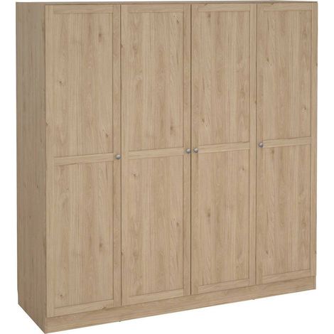 Dmora - Großer Kleiderschrank Presidenti, Schlafzimmermöbel, Schrank, Garderobe, 196x62 h200 cm, Eiche