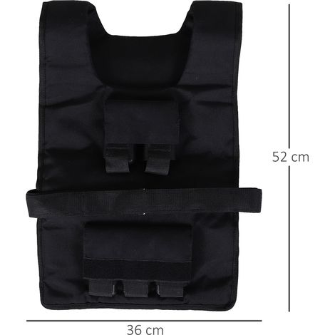 Gilet lesté HOMCOM 15 kg / 20 kg / 30 kg, gilet d'entraînement ajustable avec poids amovibles, gilet de course pour femmes et hommes pour la musculation, le renforcement musculaire, la course à pied, (1/5)