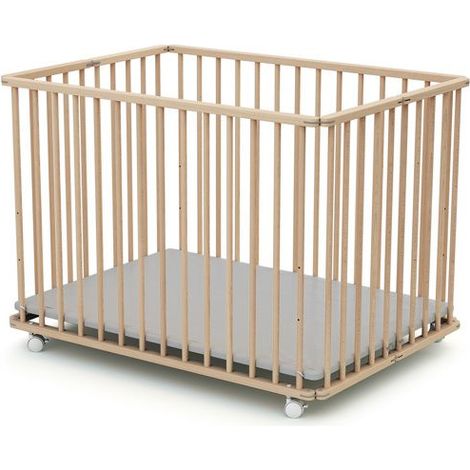 WEBABY - Faltbares Babybett aus Holz 70 x 100 cm CALI Buchenholz Roh - 70x100