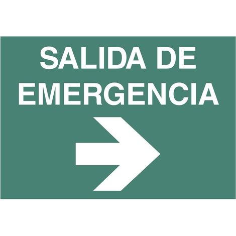 Señal luminiscente de evacuación 210x148mm, adhesiva y con texto salida de emergencia.