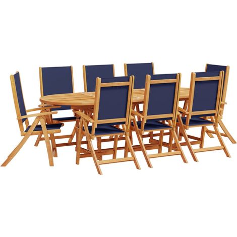 Set Pranzo da Giardino 9pz Legno Massello di Acacia e Textilene vidaXL (1/5)