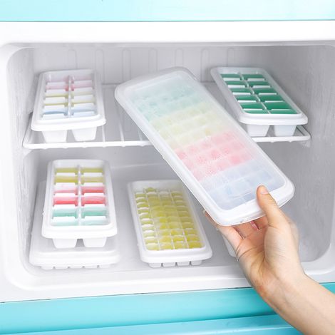 Weiße Eiswürfelform mit Deckel, selbstgemachte essbare Eiswürfelform, Silikon-Eiswürfelbox, leicht zu drücken und zu entformen, neue Art von Eiswürfelbox für Zuhause. (1/4)