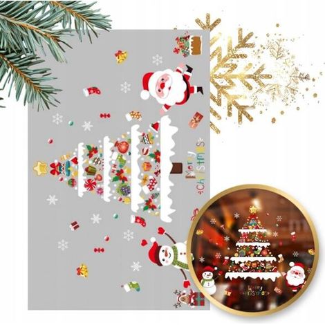 ECARLA bunte Weihnachtsfensteraufkleber, 2 Bögen 90x30cm NKD23