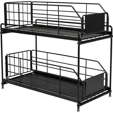 TOQUE 2 Tier Pull Out Basket Under Sink Kitchen Cabinet Storage Organiser Drawer (1/5)