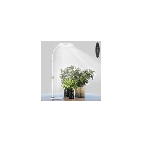 Lámpara LED de cultivo para plantas de interior, lámpara de escritorio de espectro completo, con base, temporizador automático de 3h/9h/12h, regulable, altura ajustable (b-Crezuo)