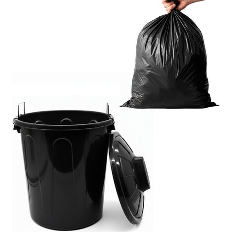 Cubo basura plastico comunidad con tapa 51 Litros Negro