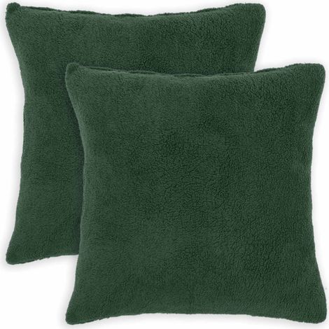 Funda de almohada 2 pcs HEERLEN Verde oscuro 80 x 80 cm Bouclé vidaXL (1/5)