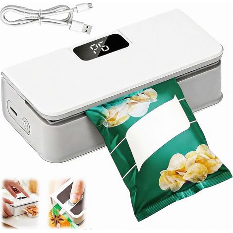 Mini scelleuse de sacs avec cutter aimant indicateur LED 6 réglages portable pour sacs plastiques blancs de pommes de terre (1/5)