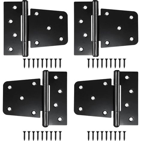 Charnières de Porte à Usage Intensif, Cabinet Porte Lourde Charnières, Charnières de Porte Plates, Noir   (4 piezas) (1/5)